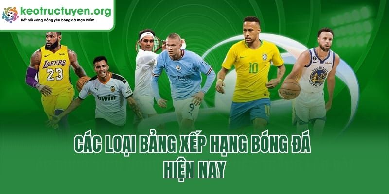 Các loại bảng xếp hạng bóng đá hiện nay