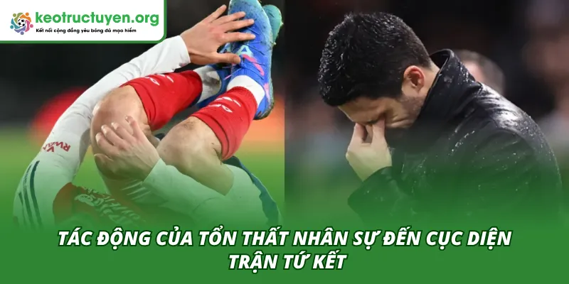Tác động đến trận tứ kết của việc Arsenal mất 2 trụ cột ở lượt đi
